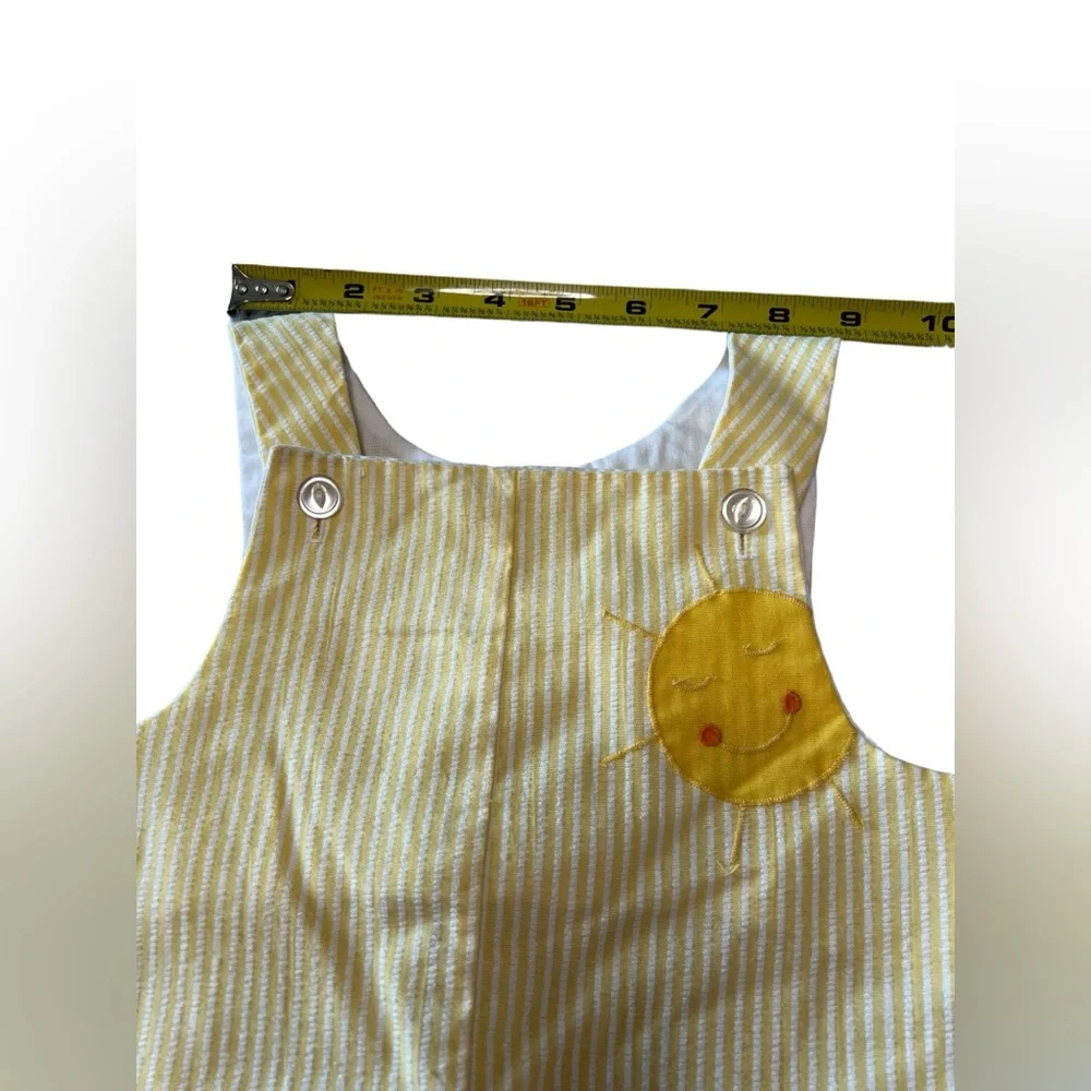 Betti Terrell‎ VTG Baby Girl 18-24m Seersucker Yellow Turtle Sun Romper